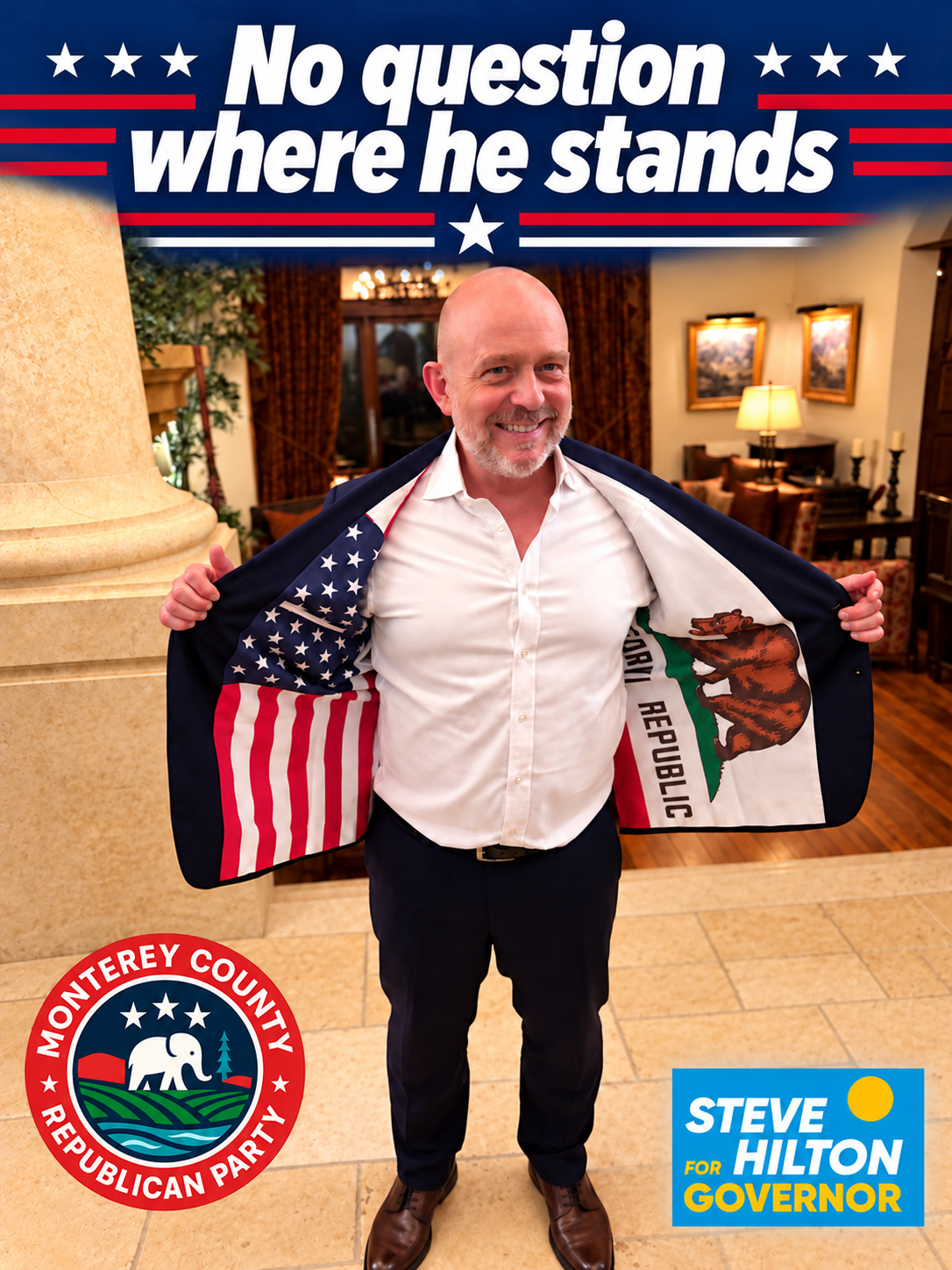 Patriotic portrait with county GOP logo